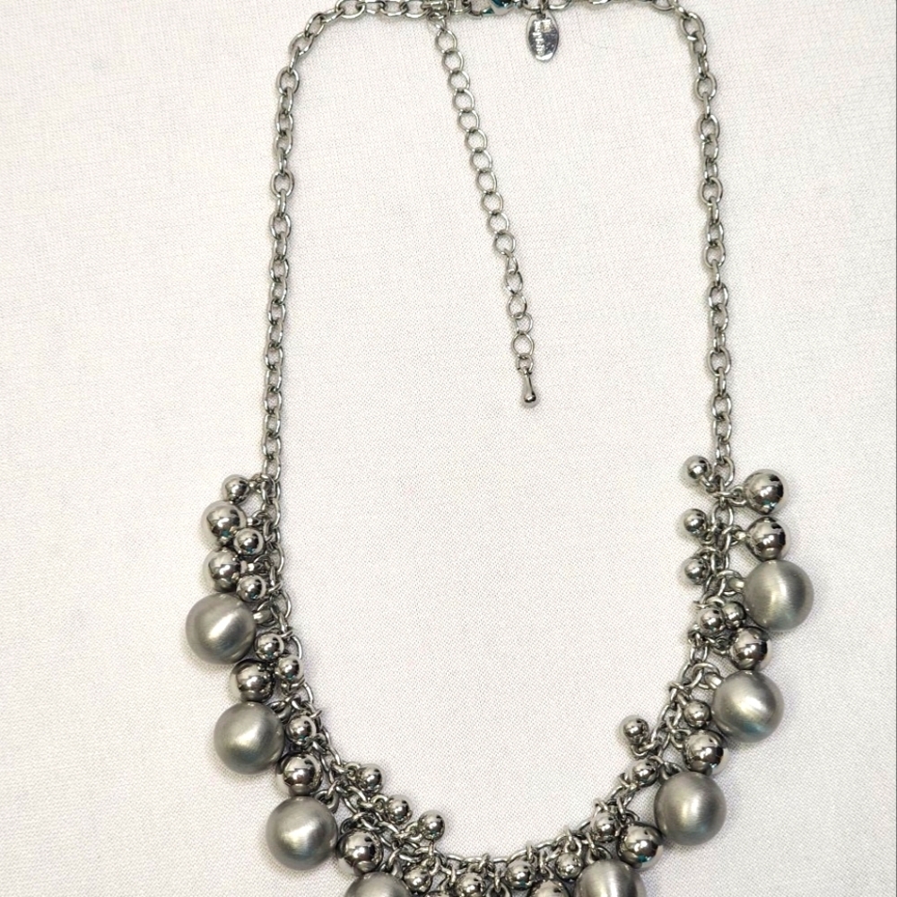 Lia Sophia Brushed and Shiney Silver Bead Necklace - Picture 6 of 12